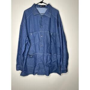 Women’s Size 2XL Montique Denim Button Up Shirt Jean Cotton Blend Shirt